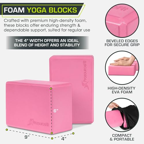 ProsourceFit Foam Yoga Blocks Set of 2, High Density EVA Yoga Bricks, Sturdy Yoga Prop Large Size 4x 6 x 9