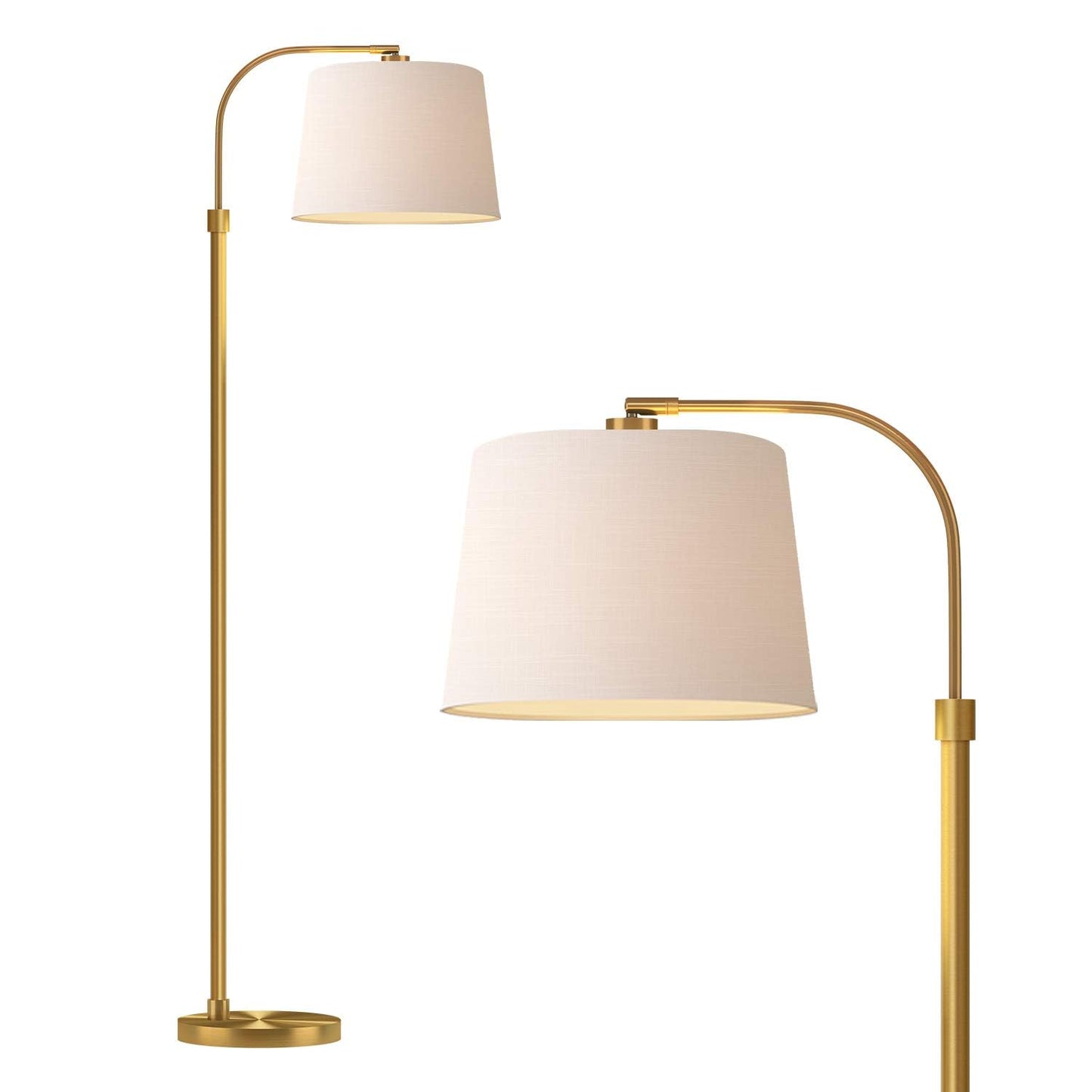 Oneach 62 Gold Arc Floor Lamp - Vintage Mid-Century Modern Metal Reading Light For Living Rooms, Bedrooms, And Offices - Model Amz-F2015-Gl