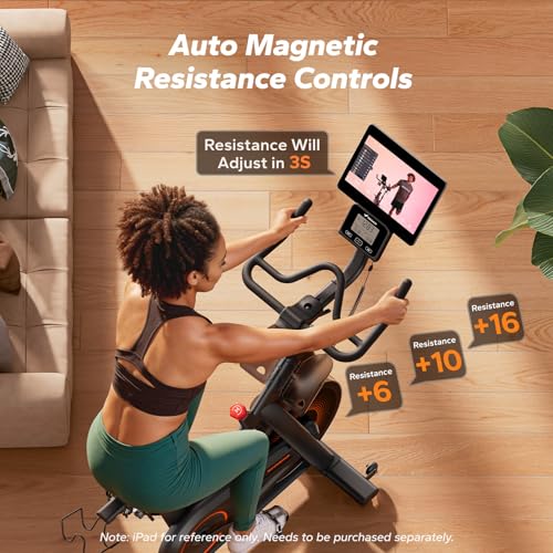 Merach Exercise Bike for Home Gym, Low Noise Stationary Bike with Automated Manual Magnetic Resistance, Indoor Workout Bik...