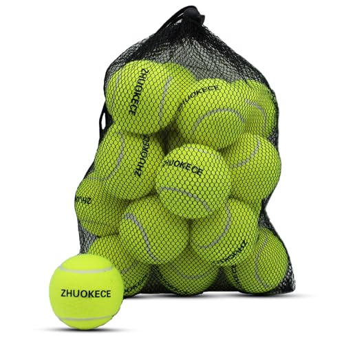 ZHUOKECE Tennis Balls, 18 Pack Training Tennis Balls Practice Balls with Mesh Bag for Easy Transport, Pet Dog Playing Ball...