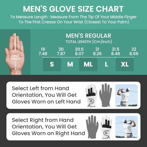 Amy Sport Upgraded Grip Golf Gloves Men Value 2 Pack for Left Right Handed Golfers, Anti Slip All Weather Comfortable Glov...