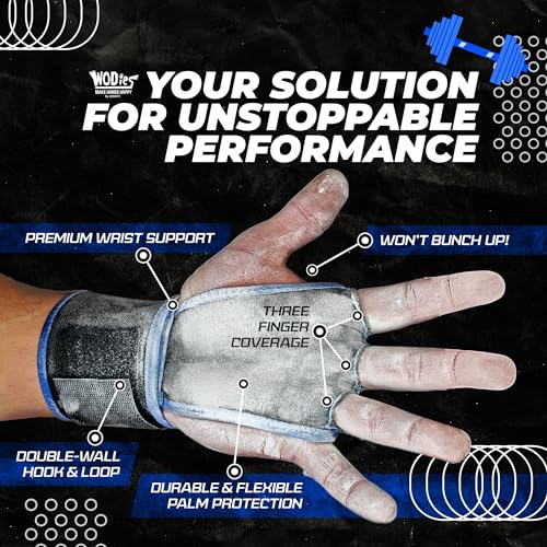 JerkFit WODies Gymnastics & Weightlifting Grips with Wrist Wraps – 3 Hole Versatile Gym Gloves for Pull Ups, Gym Training...