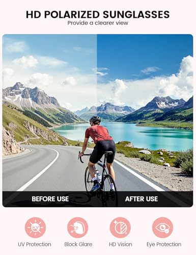 Lamicall 24g Polarized Sports Sunglasses for Men Women - UV400 Protection Sun Glasses Gifts for Running Cycling Baseball