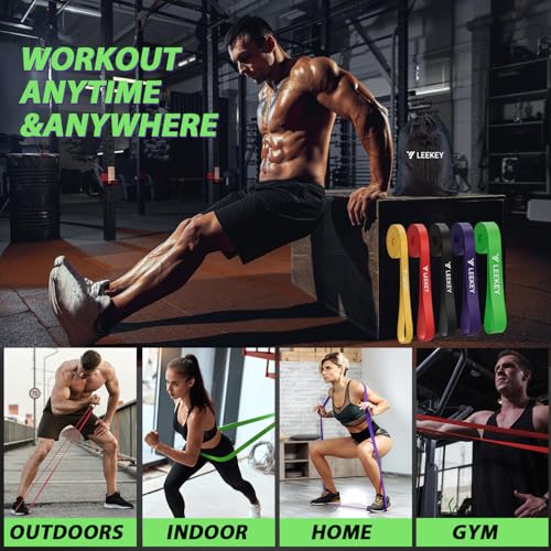 LEEKEY Resistance Bands, Exercise Bands with Bag,Rubber Pull Up Assist Bands - Bands for Working Out,Band for Men and Wome...