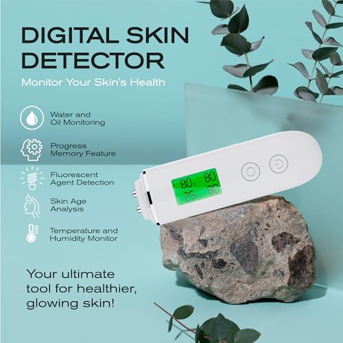 Skin Hydration Tester Monitor - Professional Portable Digital Corneometer Facial Moisture Analyzer Meter Tool - Multifunct...