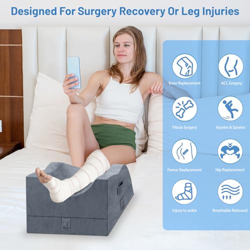 TranquilRelax Leg Elevation Pillows, Wedge Pillow for After Surgery, Memory Foam Leg Support Adjustable, Comfort Care for ...