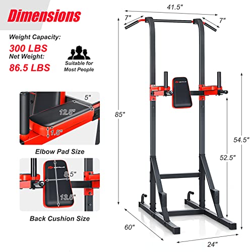 Goplus Power Tower Pull Up Bar Dip Station, Multi-function Dip Bars Stand Workout Equipment for Full-body Home Gym Fitness...