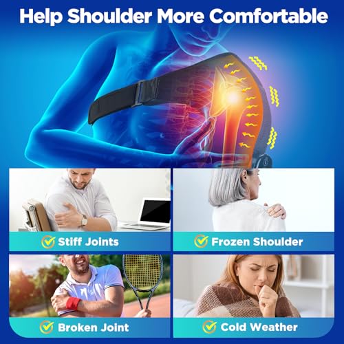 Cordless Portable Shoulder Heating Pad & Massager, Heating Vibration Shoulder Wrap, Shoulder Brace for Pain Relief, Rotato...