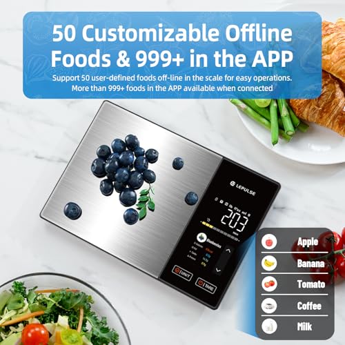 Food Scale with Nutritional Calculator, Smart Digital Kitchen Scale for Weight Loss, App with 23 Nutrients Tracking, Calor...