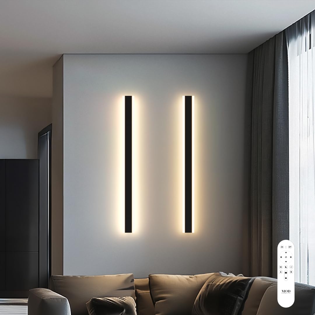 ?????? ???????????????? Haylen | Waterproof Outdoor Wall Light  Led Dimmable With Remote 3000K-6000K  Long Outdoor Porch Lights  Wired Lighting Fixture  Patio Exterior Wall Sconce  2-Pack (Black  31)
