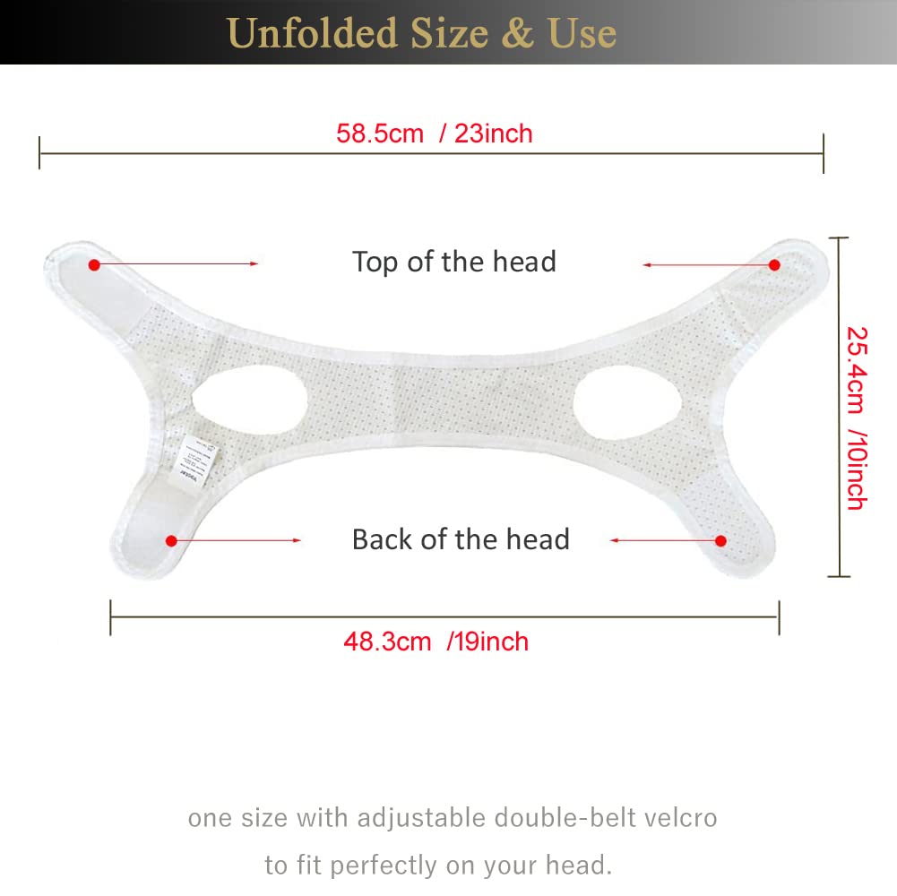 Anti Snoring , Cpap Users, Comfortable Mesh White Cpap Chin Straps for Men Women, Effective Adjustable Anti Snore Chin Straps to Keep Mouth Closed While Sleeping