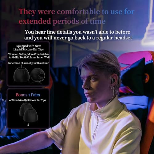 KZ Axas Gaming Earbuds Wired with Mic for PS4 PC Xbox PS5, Noise Isolation IEM for Gaming with Low Latency, Comfort-Fit Ea...