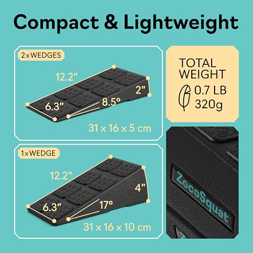 Squat Wedge Block Set of 3/5 - 960 LBS Capacity - Slant Board for Calf Stretching with 5 Stackable Angles - Calf Stretcher...