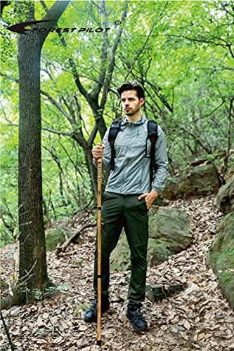 FOREST PILOT 3-pc Detachable Hardwood Walking Stick Pine Handle with Compass (Nature Color, 55 Inches, 1 Piece)