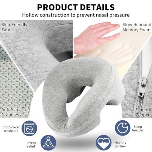 Face Down Pillow Massage Headrest for Bed, Stomach Sleeping Pillow, Face Cradle, BBL Pillow After Surgery Post Eye Surgery...