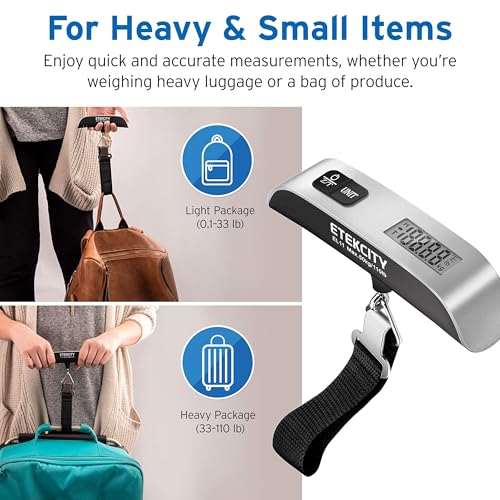 Etekcity Luggage Scale, Travel Essentials, Digital Suitcase Weight Scales for Travel Accessories, Hanging Baggage Scale wi...