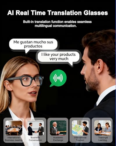 MNVOEQ Smart Glasses with Camera 4K, Video Recording.Bluetooth for Men & Women -Hands-Free Recording Glasses with Audio, A...