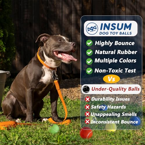 INSUM Squeaky Tennis Balls for Dogs - 12 Pack 2.5'' Durable Non-Toxic Outdoor Dog Toys Balls with Mesh Bag, SGS Certified,...