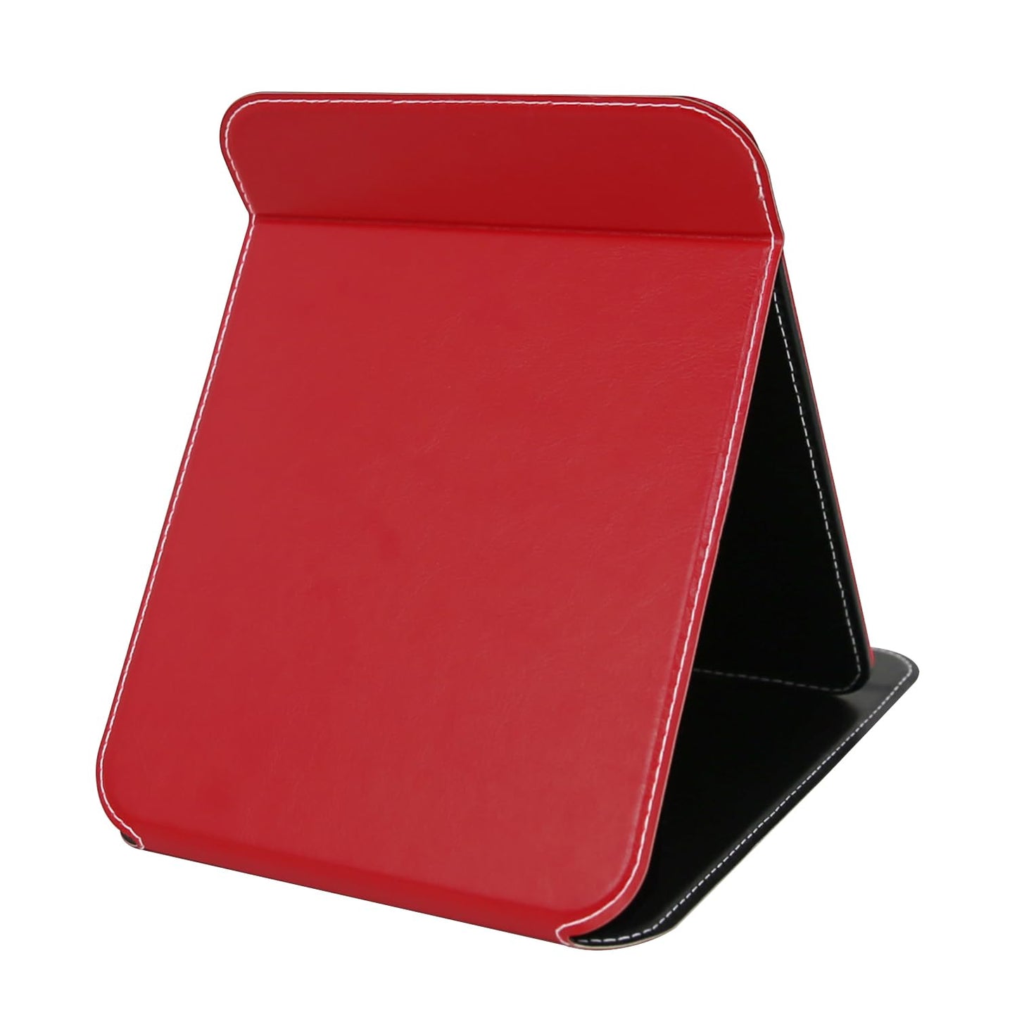 PDOZV Travel Mirror for Desk, 6.5  8.9    Adjustable Rectangle PU Edge Covering Red Foldable Desk Mirror with Stand for Travel C