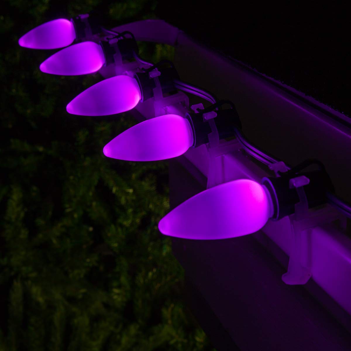 Wintergreen Lighting Opticore 25 Count C9 Purple Smooth Finish Led Christmas Bulbs  enhanced Heavy Duty E17 Base Outdoor Christmas Lights Replacement Bulb  Halloween Decorations