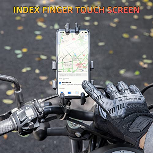 ROCKBROS Mountain Bike Gloves with Gel Pad Touch Screen Knuckle Protection for BMX MX ATV MTB Racing Black