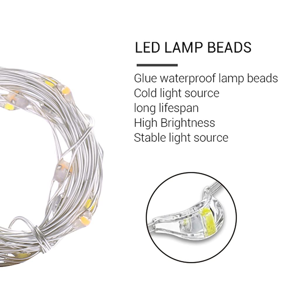 Baisico Waterproof Led String Lights, 2 Pack 20Ft, 60 Leds, Copper Wire Fairy Lights, Blue