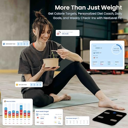 NextLevel Fit Smart Bathroom Scale for Body Weight – Digital Weight Scale with BMI, Body Fat & Body Composition, Smart Sca...