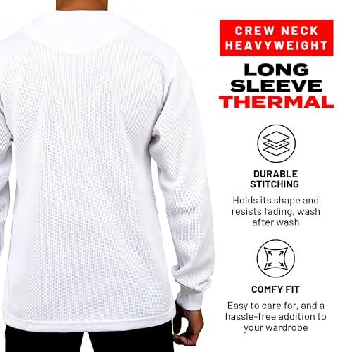 Access Men’s Heavyweight Thermal Shirt Crew Neck, Waffle Knit Long Sleeve Base Layer for Cold Weather