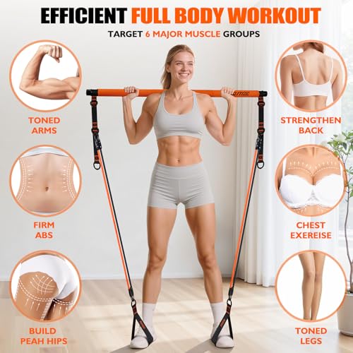 KUTIZE Pilates Bar Kit with Resistance Bands, Pilates Equipment, Multifunctional Pilates Bar for Women & Men, Pilates kit ...