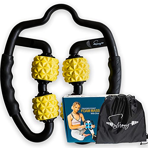 Muscle Roller for Muscles Deep Tissue/w Drawstring Gym Bag | Cellulite Remover Myofascial Massage Tool - Tennis Elbow Mass...