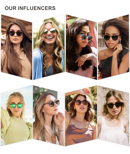 SOJOS Small Round Classic Polarized Sunglasses for Women Men Vintage Style UV400 Lens MAY SJ2113