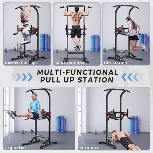 ZENOVA Pull Up Bar Dip Station Multi-Function Strength Training Equipment for Men Women Muscle Building 330/400 LBS Weight...