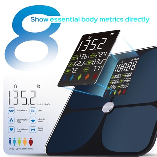 Lepulse Scale for Body Weight, Smart Digital Bathroom Weight Scale with BMI Muscle Mass 20 Body Composition Metrics,4.68"L...