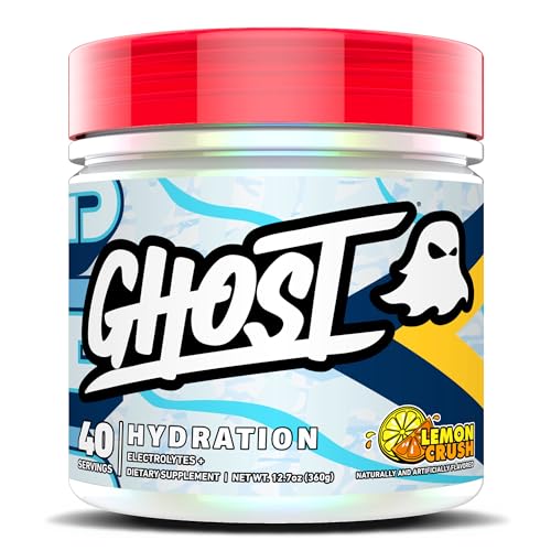 GHOST Hydration, Lemon Crush, 40 Serv, Electrolyte Powder - Drink Mix Supplement with Magnesium, Potassium, Calcium, Vitam...