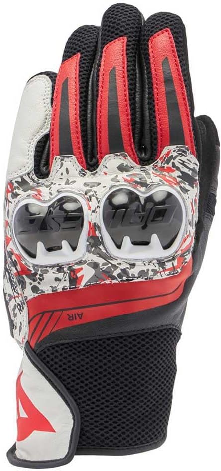 Dainese Mig 3 Unisex Leather Gloves Black/Red Spray/White - 3XL