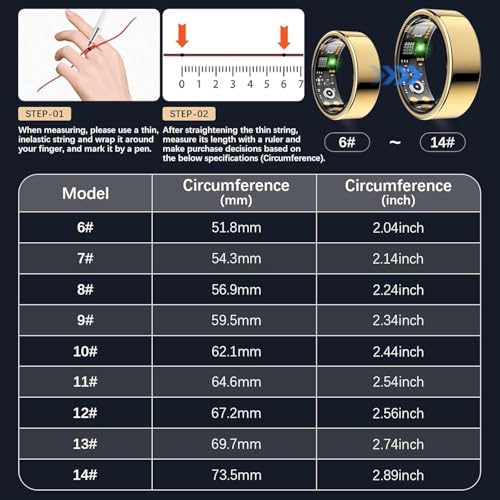 REWSX Smart Health Ring for Women Men, Fitness Tracker Ring with Heart Rate, Blood Oxygen, Sleep Tracker, Step Tracker, No...