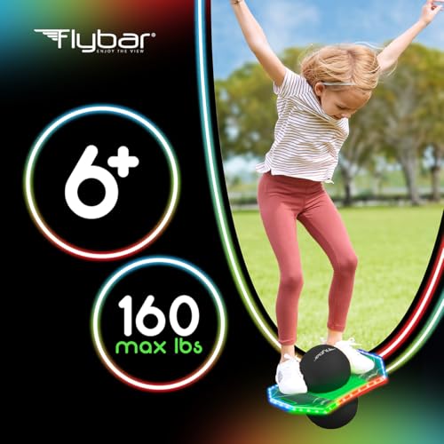 Flybar Pogo Trick Ball for Kids – Balance Bounce Board with Anti-Slip Deck – Pump Included - Indoor & Outdoor Toys for Boy...