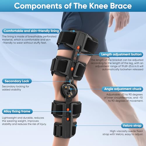 Dnogjo Hinged Knee Brace for Women&Men, Knee Brace with Side Stabilizers Provides Elastic Support, Knee brace for Meniscus...