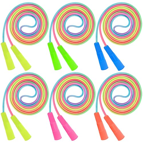 ZATAYE Kids Jump Rope, Colorful Gradient Nylon Skipping Ropes for Children, 7.55FT Adjustable Length, Plastic Handles, Lig...
