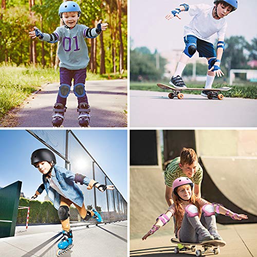DaCool Kids Bike Helmet Set Skateboard Knee Pads - Kids Helmet Elbow Pads Wrist Guards Adjustable for 3~10yrs Girl Boy Kid...