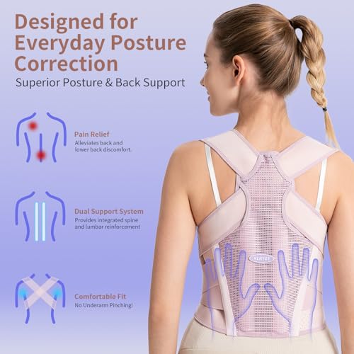 NLNYCT Posture Corrector for Women – 2-in-1 Back Brace with Shoulder Support, Adjustable Full Back Straightener for Upper...