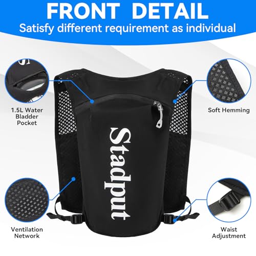 Reflective Hydration Running Vest Backpack | Lightweight 1.6L Water Bladder Bag for Trail Running, Cycling & Marathon | Pe...