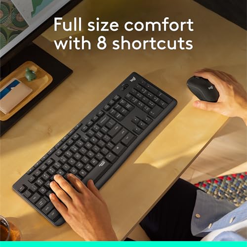 Logitech MK295 Wireless Mouse & Keyboard Combo with SilentTouch Technology, Full Numpad, Advanced Optical Tracking, Lag-Fr...