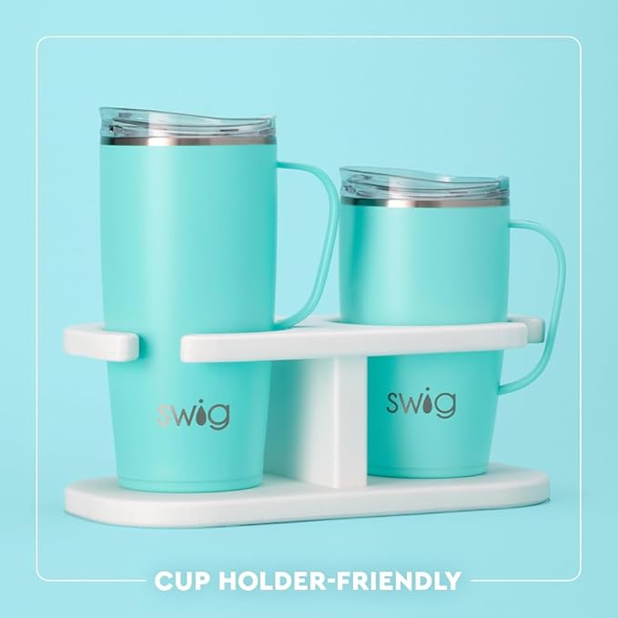 Swig Life 18oz Travel Mug, Insulated Tumbler with Handle and Lid, Travel Coffee Mug, Cup Holder Friendly, Stainless Steel 18 oz Tumbler, Reusable Insulated with Lid (Pumpkins and Bows)
