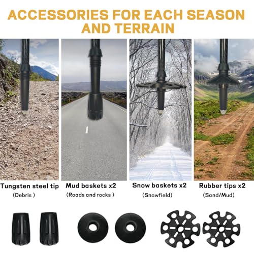Hiking Poles 2 Pc - Collapsible Lightweight Carbon Fiber Trekking Poles for Hiking, Adjustable & Telescopic for Backpackin...
