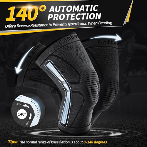 CAMBIVO Knee Brace for Men & Women, 2 Pack Knee Compression Sleeve for Knee Pain Relief, Knee Brace with Side Stabilizers...