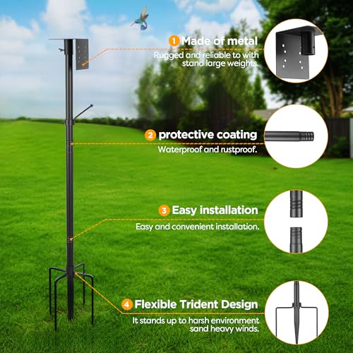 Vakiav Bird House Pole Kit, Heavy-Duty Adjustable Pole for Outdoors with 5 Prongs Base,Metal Universal Support Pole for Bi...