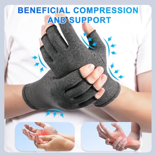 DRNAIETY 2 Pairs Arthritis Compression Gloves- for Hand Arthritis, Carpal Tunnel Pain, Rheumatoid Arthritis, RSI, Fingerle...