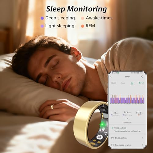 Nyweey Smart Ring for Women Men Fitness Ring with Heart Rate, Blood Pressure, Blood Oxygen, Sleep Tracker, Step Tracker, I...