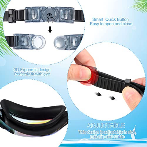 Fabbay 6 Pack Swim Goggles for Adult Anti Fog Swimming Glasses No Leaking Full Protection Pool Goggles for Women Men Youth